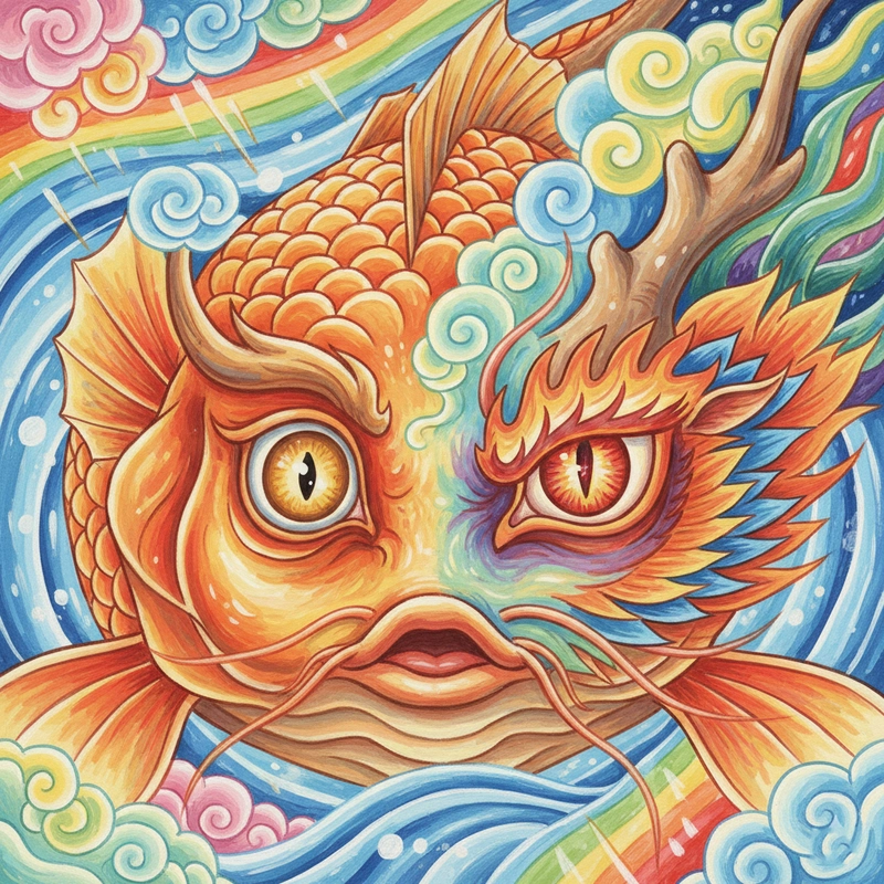 Tranh cá chép hóa rồng cảm hứng