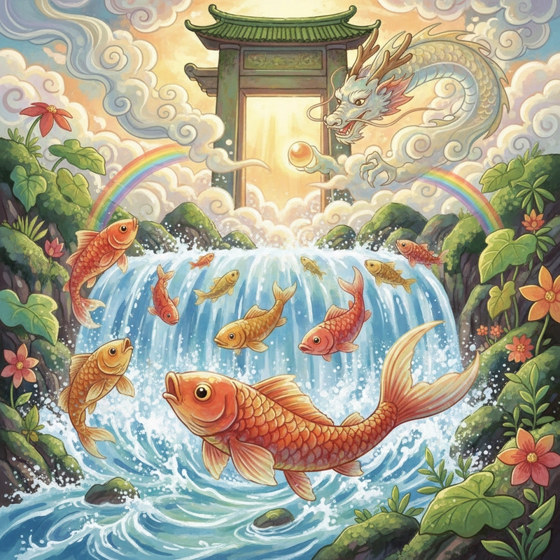 Tranh cá chép hóa rồng phong thủy