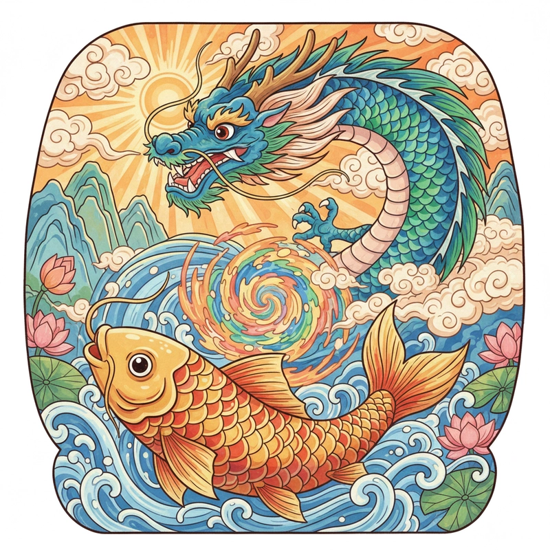 Tranh cá chép hóa rồng truyền cảm hứng