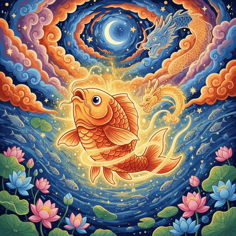 Tranh cá chép hóa rồng truyền thống