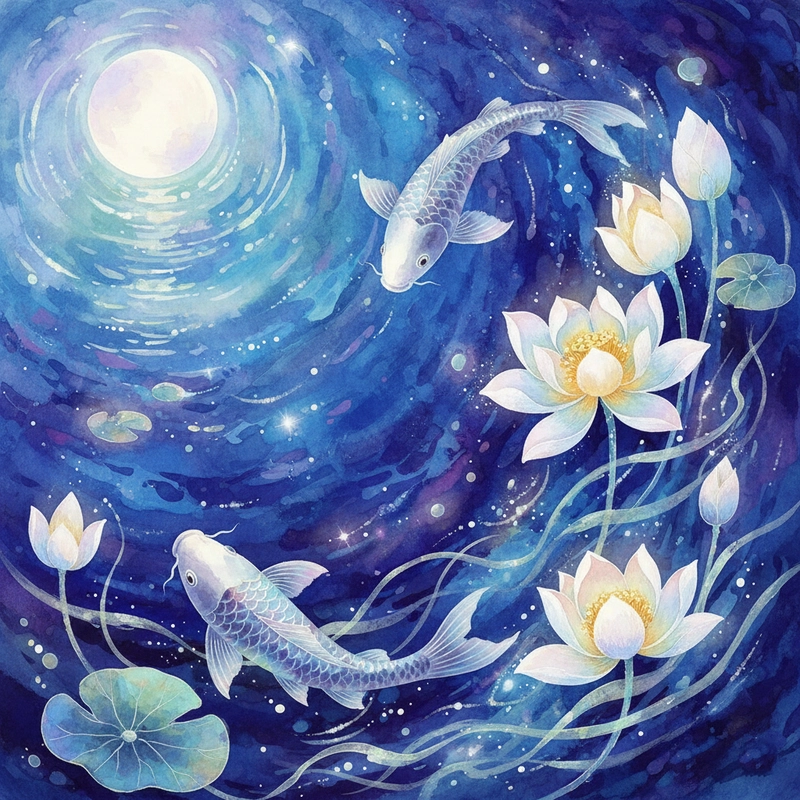 Tranh cá chép hoa sen hài hòa