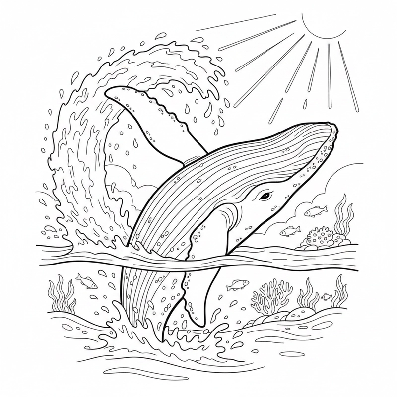 Tranh cá voi lưng gù in miễn phí cho bé