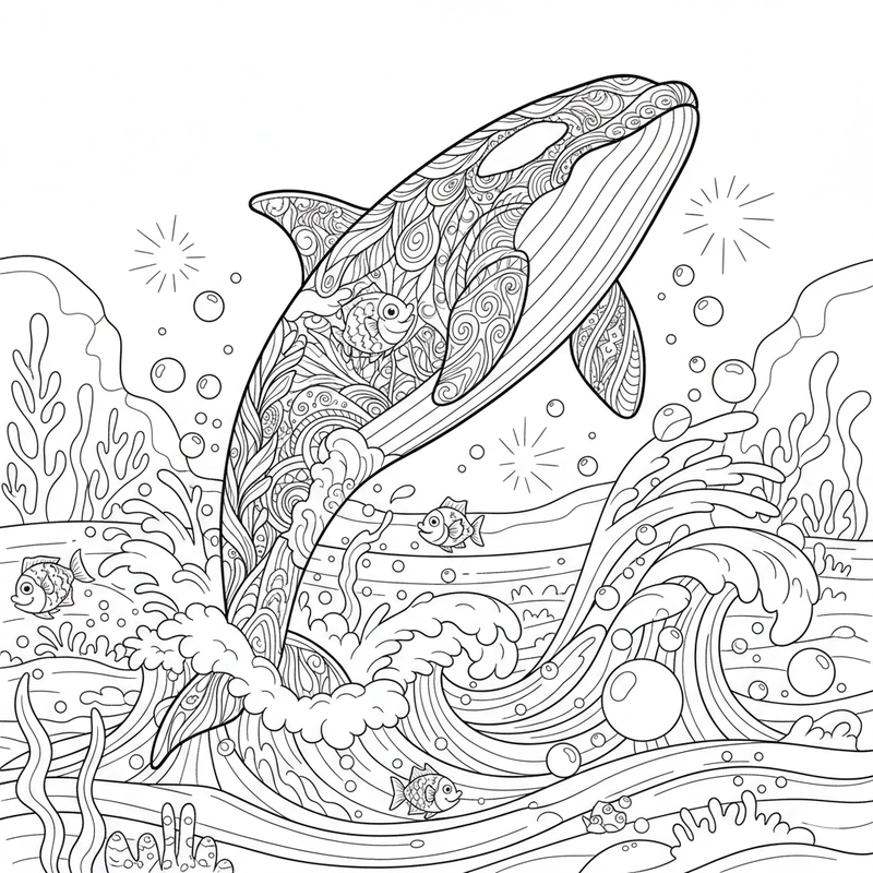 Tranh cá voi sát thủ cho bé luyện tô