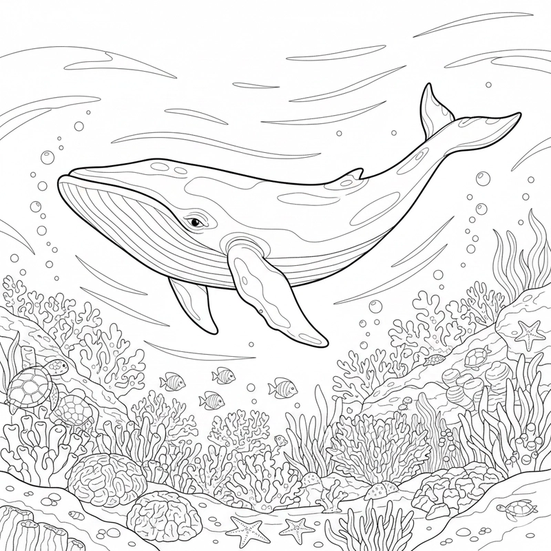 Tranh cá voi xanh cho bé tự sáng tạo màu sắc