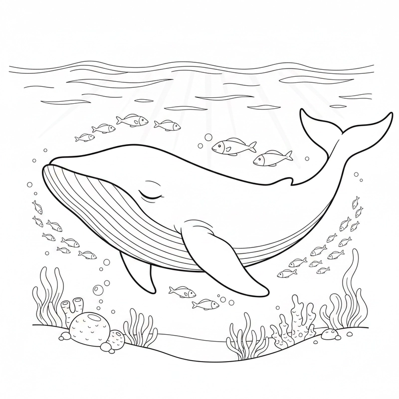 Tranh cá voi xanh dễ tô cho trẻ nhỏ