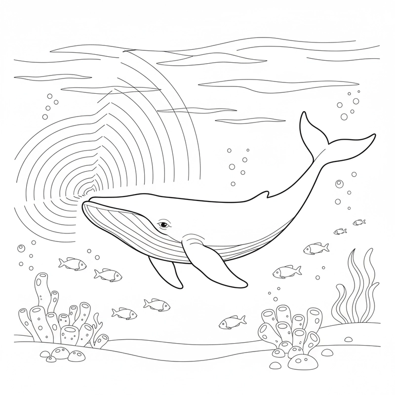 Tranh cá voi xanh đơn giản cho trẻ nhỏ