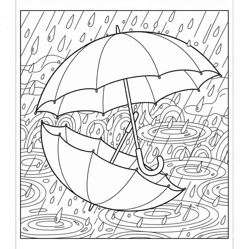 Tranh cái ô dễ tô dành cho bé học vẽ