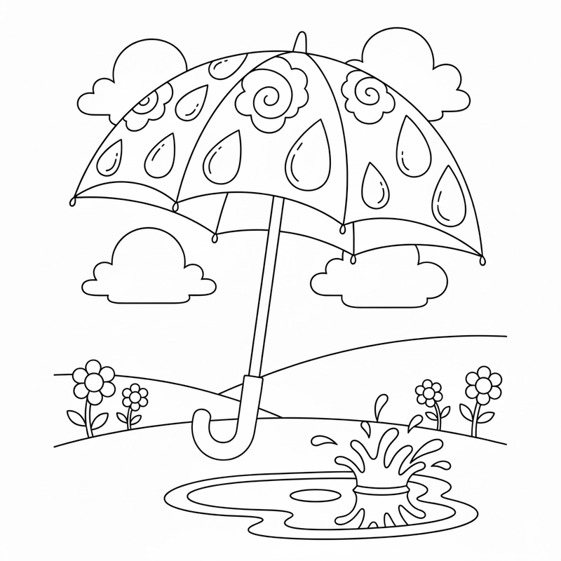 Tranh cái ô đường nét lớn dễ tô