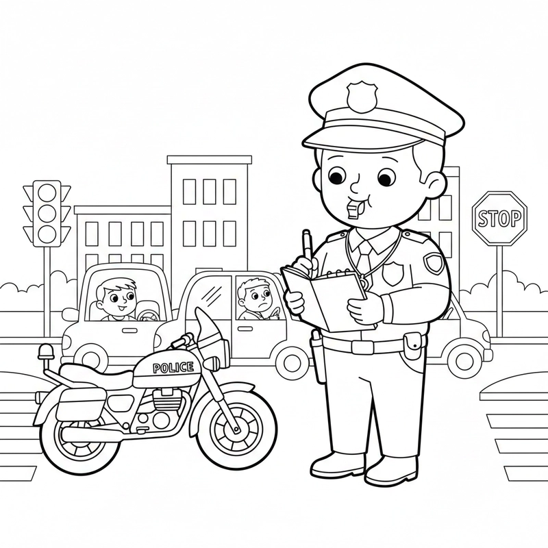 Tranh cảnh sát cơ động phong cách thiếu nhi