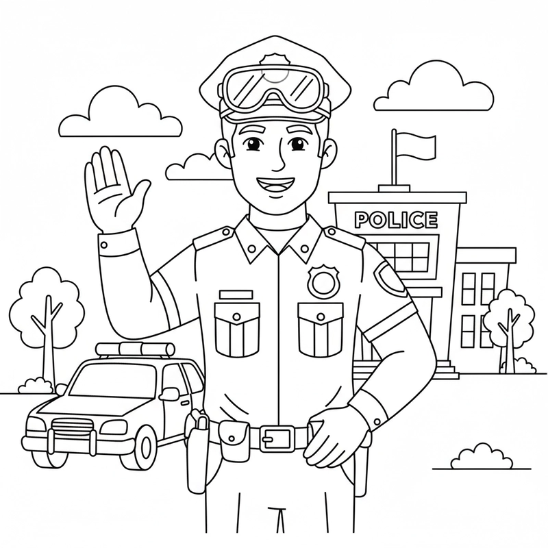 Tranh cảnh sát đơn giản dễ in