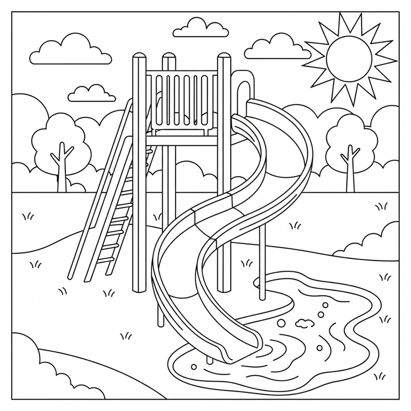 Tranh cầu trượt dễ in cho trẻ nhỏ