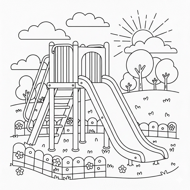 Tranh cầu trượt trẻ em tạo hứng thú