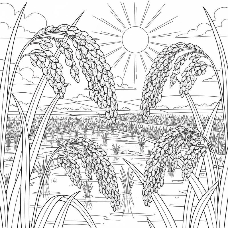 Tranh cây lúa tô màu dành cho bé mới học