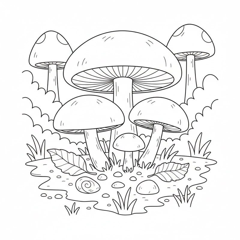 Tranh cây nấm đẹp để bé tô màu