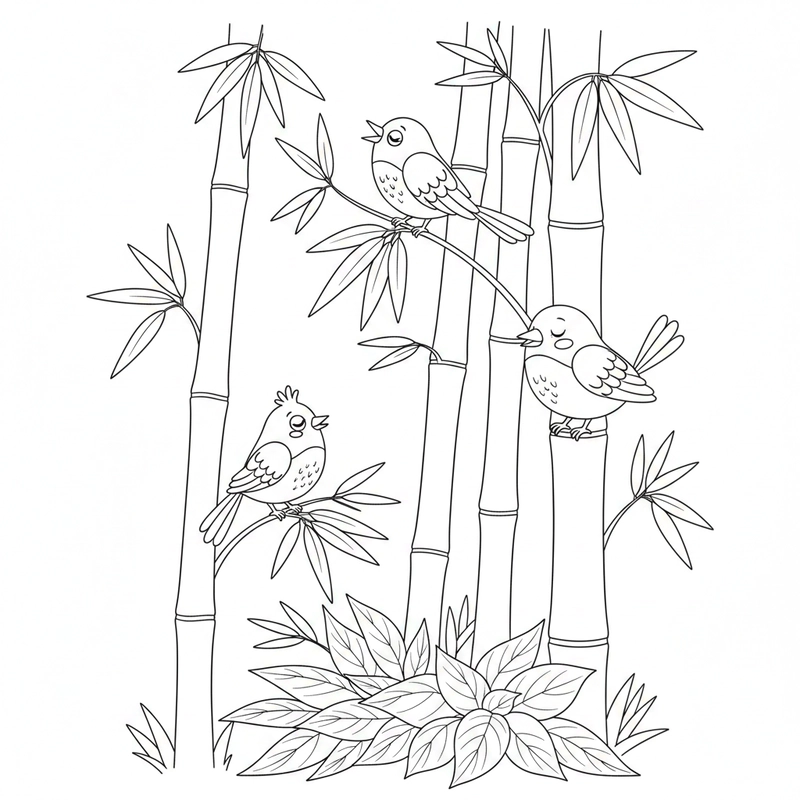 Tranh cây tre dễ in để bé tô