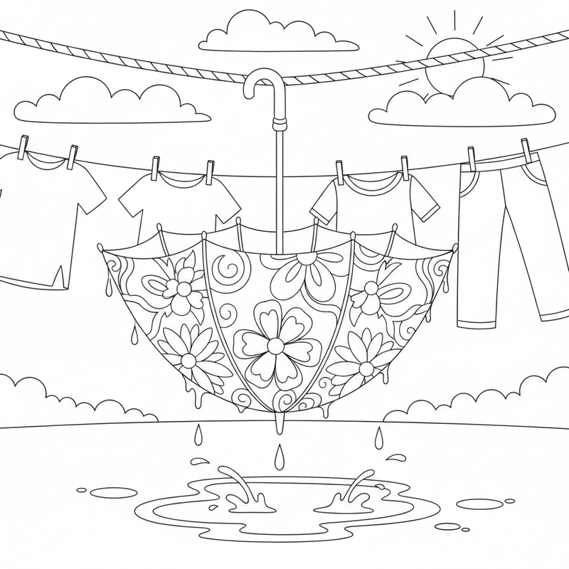 Tranh chiếc ô cho bé sáng tạo màu sắc