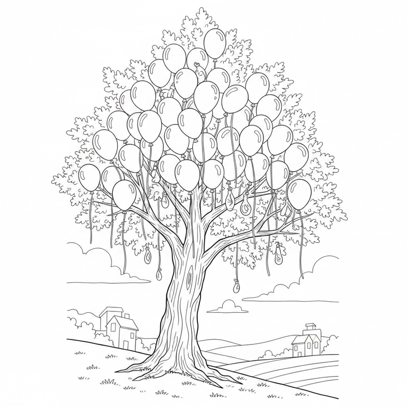 Tranh chùm bóng bay cho bé tập phối màu