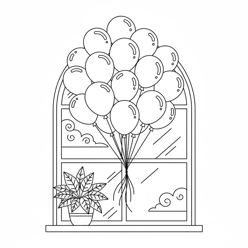 Tranh chùm bóng bay dễ thương để bé sáng tạo