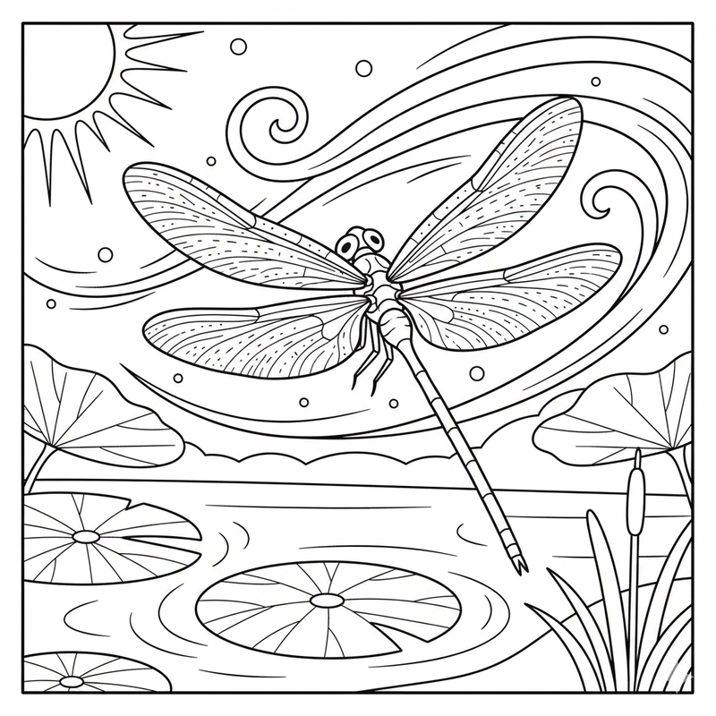 Tranh chuồn chuồn bay sinh động cho bé tô