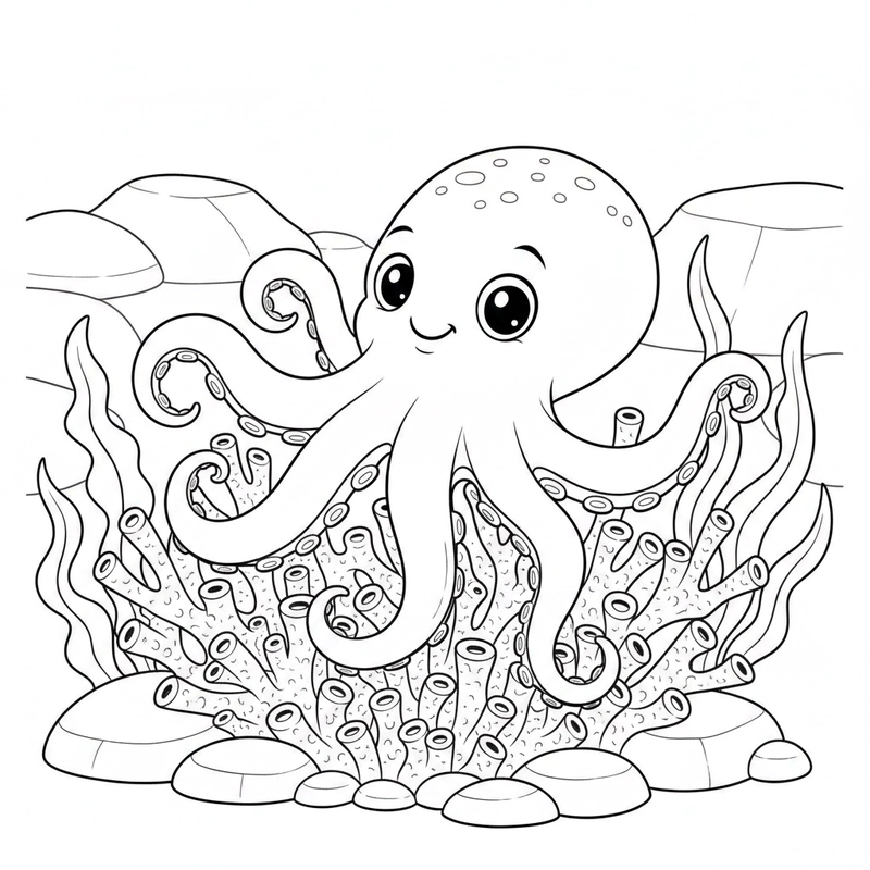 Tranh con bạch tuộc phù hợp trẻ mầm non