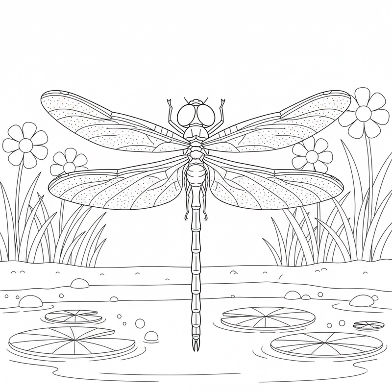 Tranh con chuồn chuồn nét rõ dễ tô