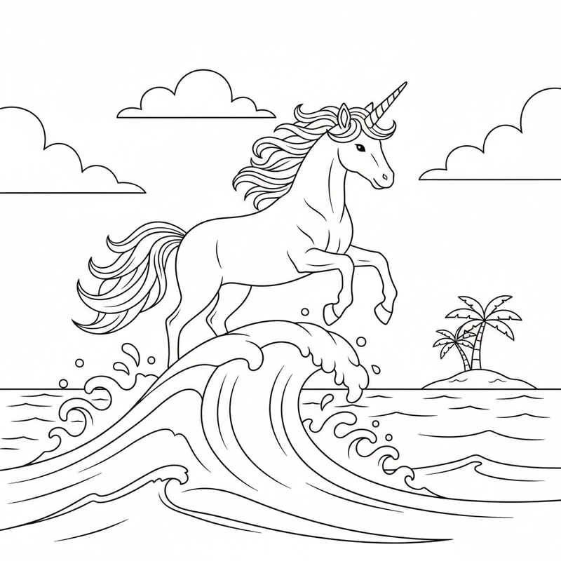 Tranh con kỳ lân cho bé luyện nét