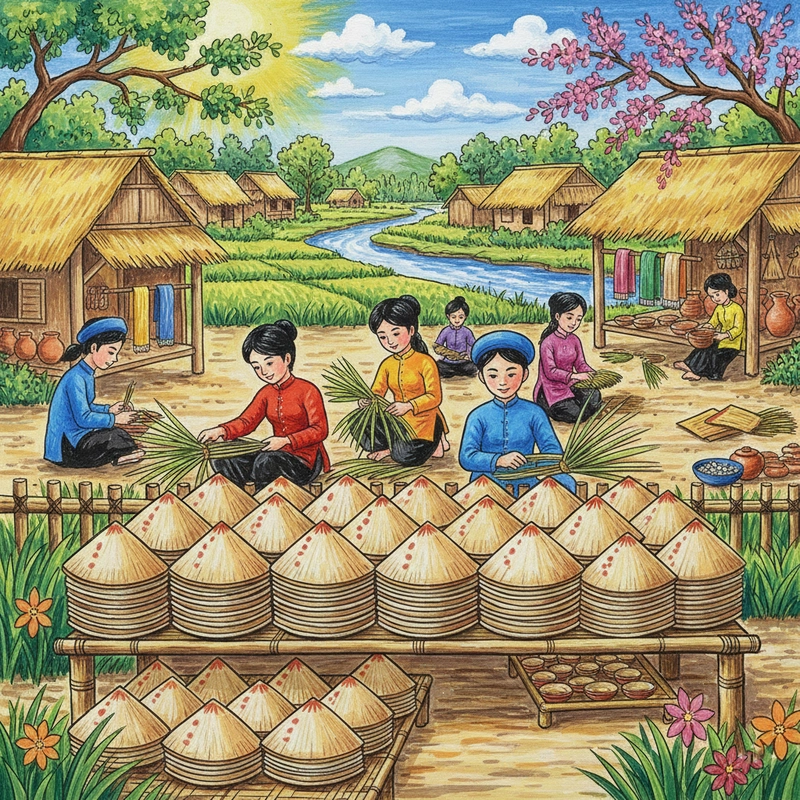 Tranh đơn giản về những nghề thủ công Việt