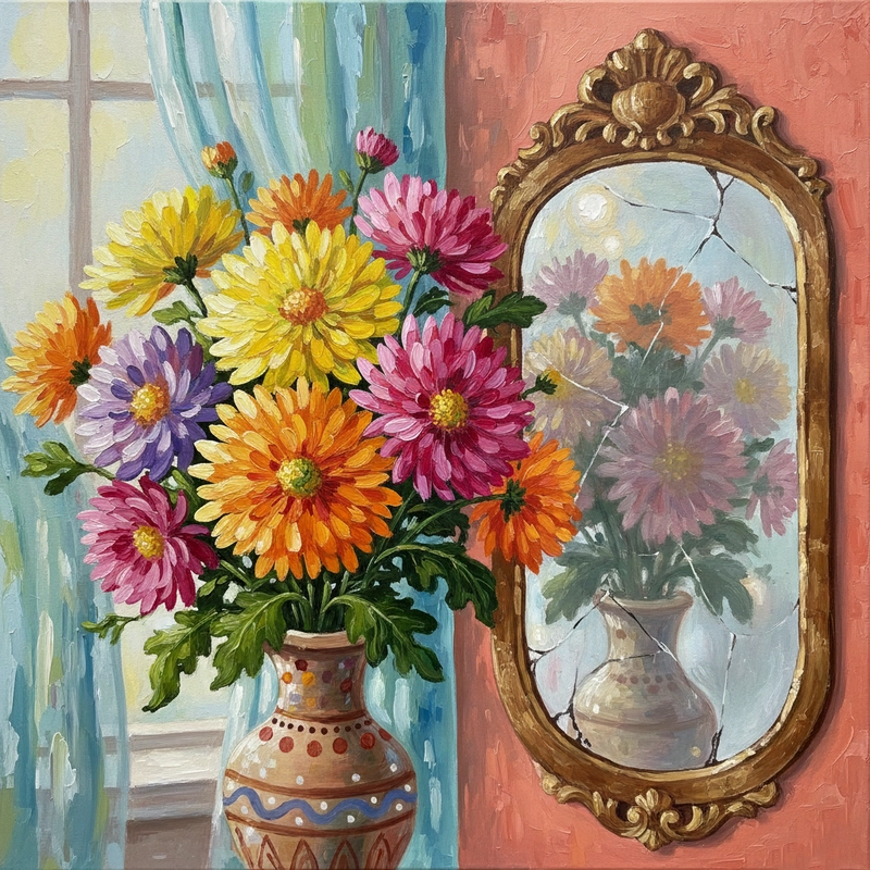 Tranh hoa cúc đại đoá đẹp