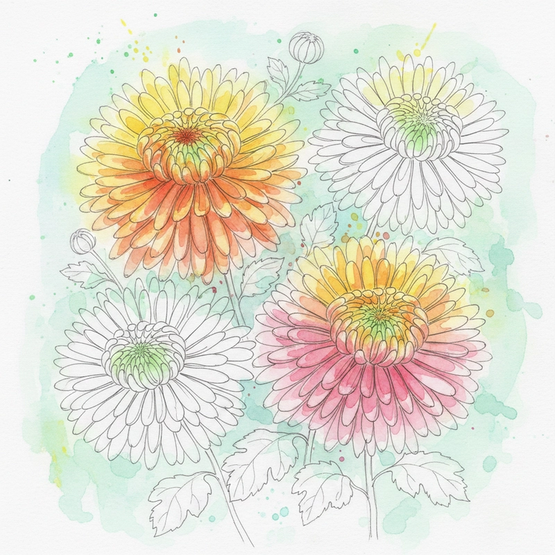 Tranh hoa cúc đại đoá nghệ thuật