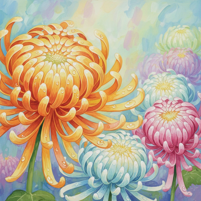 Tranh hoa cúc đại đoá trang nhã