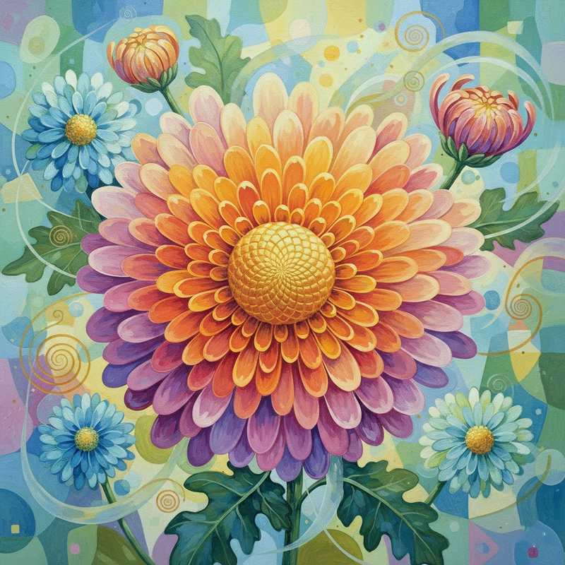 Tranh hoa cúc đại đoá trang trí