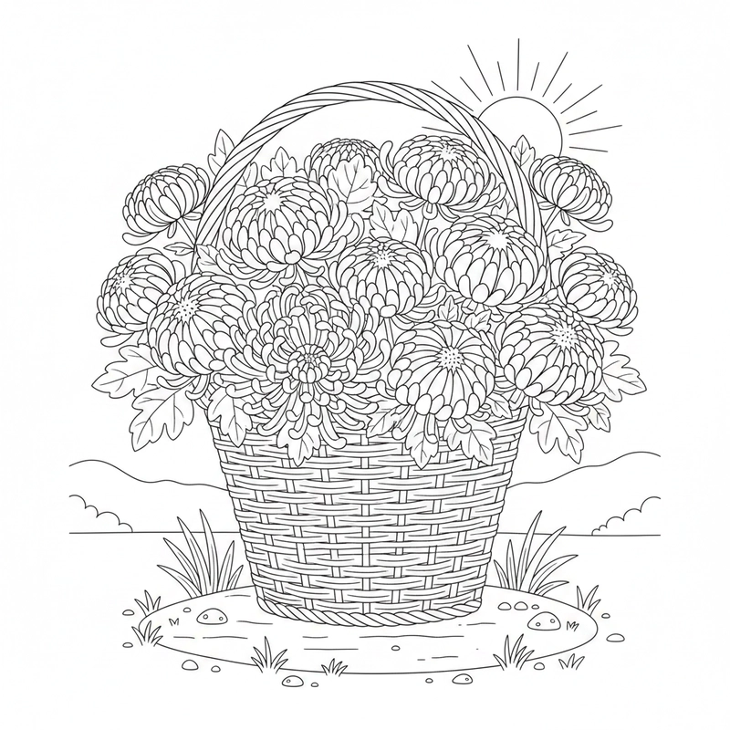 Tranh hoa cúc giúp bé thư giãn