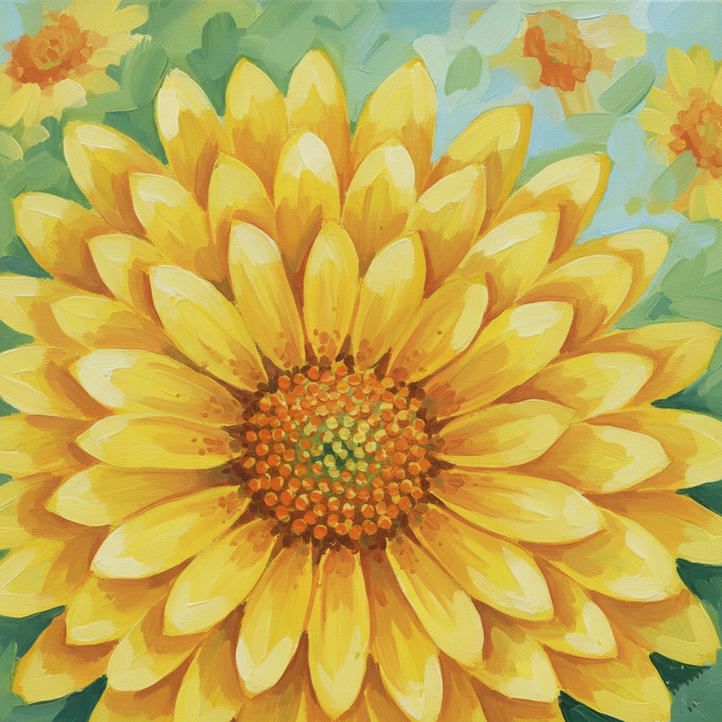 Tranh hoa cúc vàng nghệ thuật