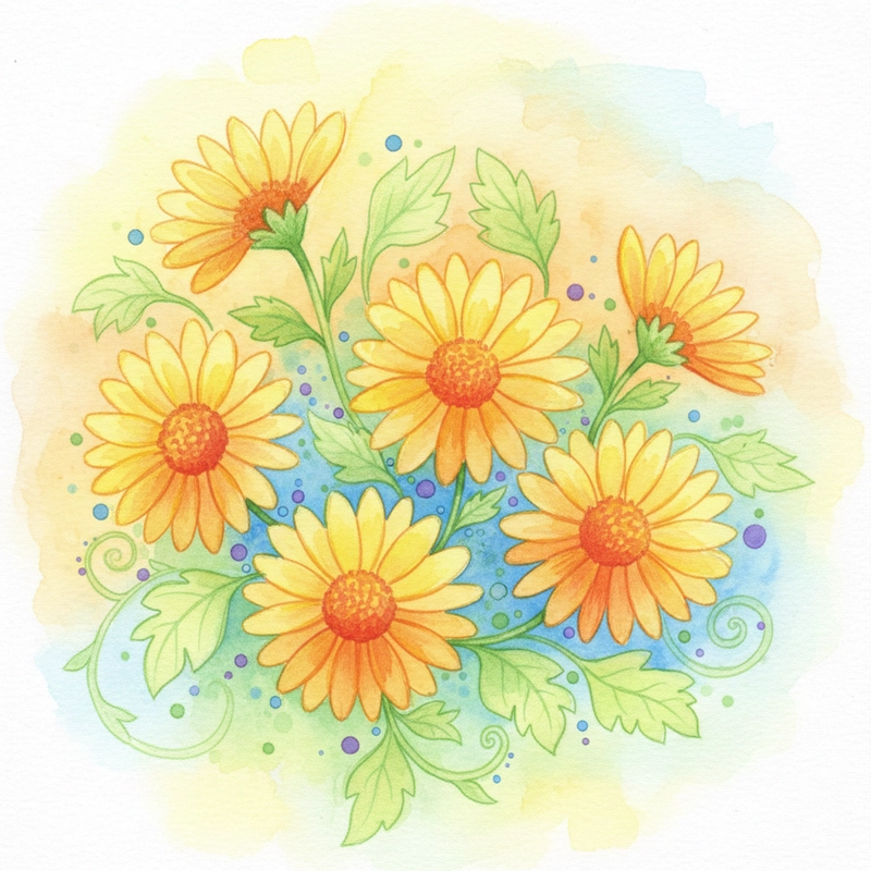 Tranh hoa cúc vàng nhẹ nhàng