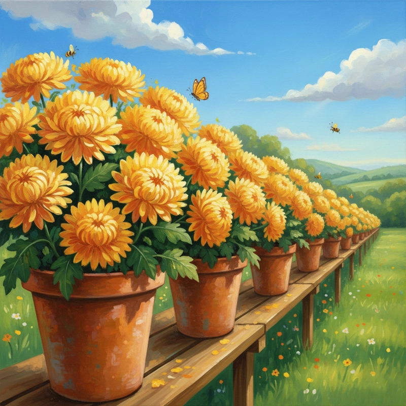 Tranh hoa cúc vàng trang trí