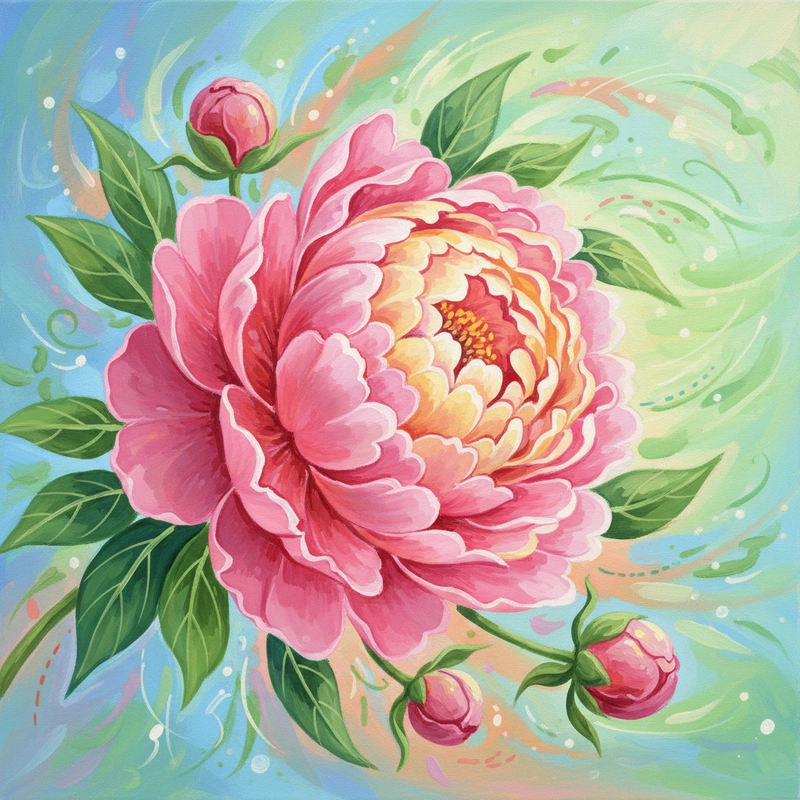 Tranh hoa mẫu đơn thẩm mỹ