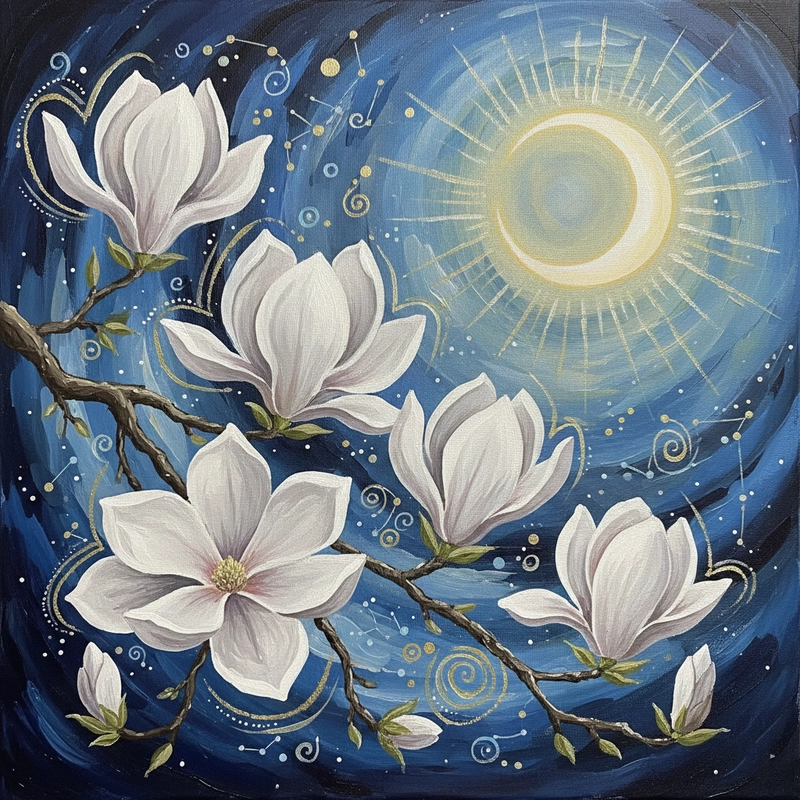 Tranh hoa mộc lan thẩm mỹ