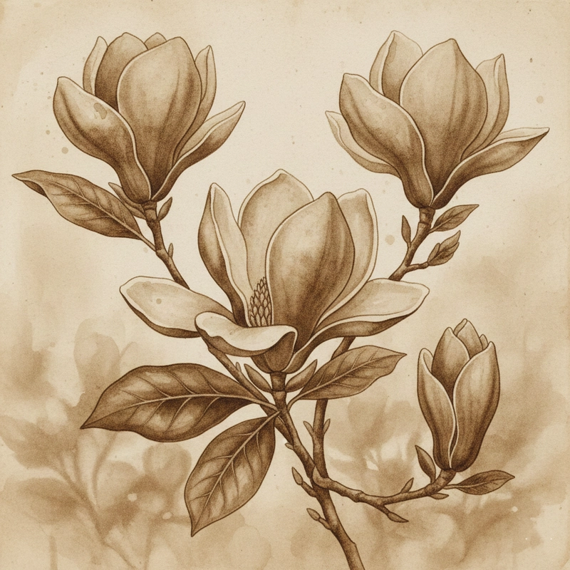 Tranh hoa mộc lan trang nhã