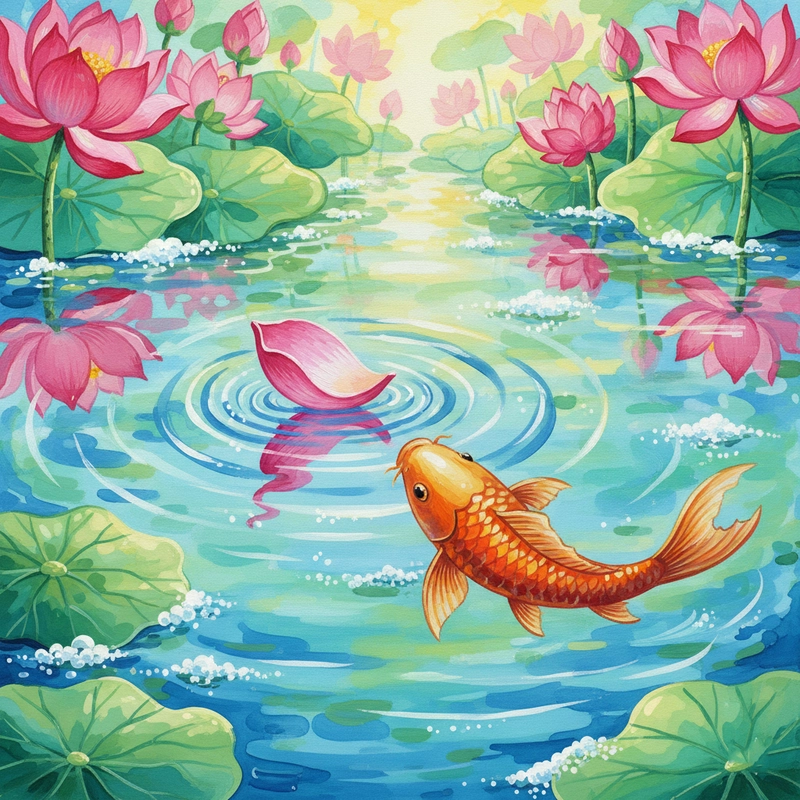 Tranh hoa sen cá chép nghệ thuật