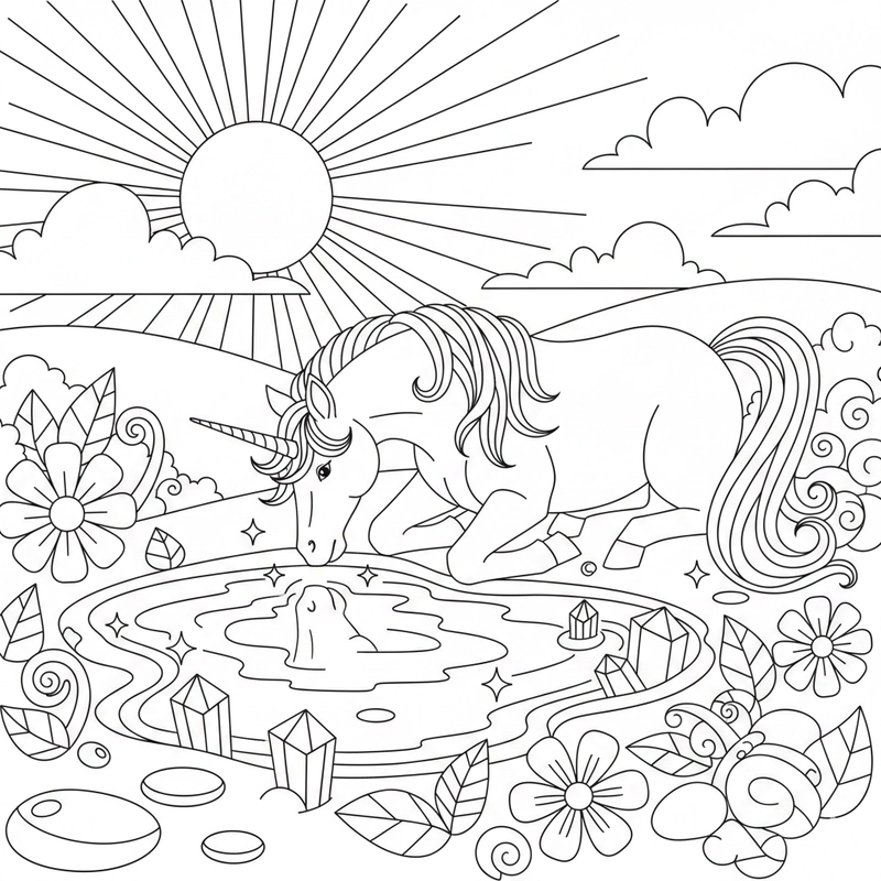 Tranh kỳ lân giúp bé sáng tạo màu sắc