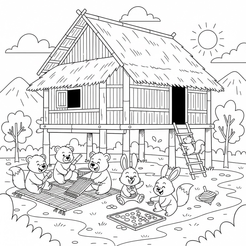 Tranh nhà sàn giúp bé khám phá văn hóa