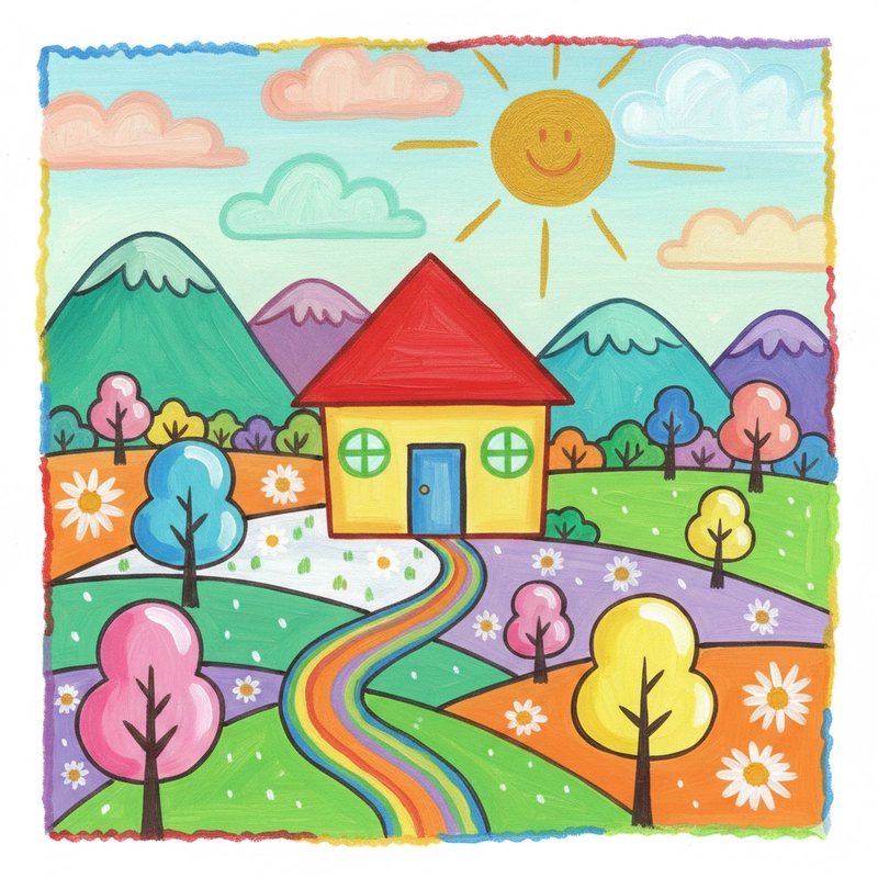 Tranh phong cảnh đơn giản lớp 5 dễ vẽ