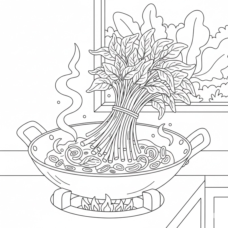 Tranh rau muống đẹp cho bé tô sáng tạo