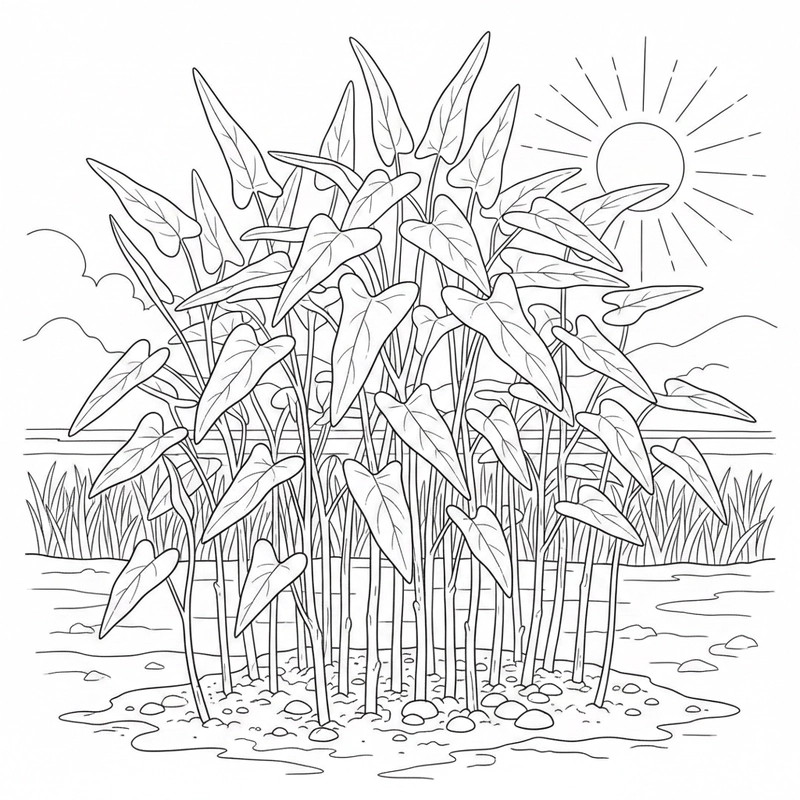 Tranh rau muống phù hợp tập tô mỗi ngày