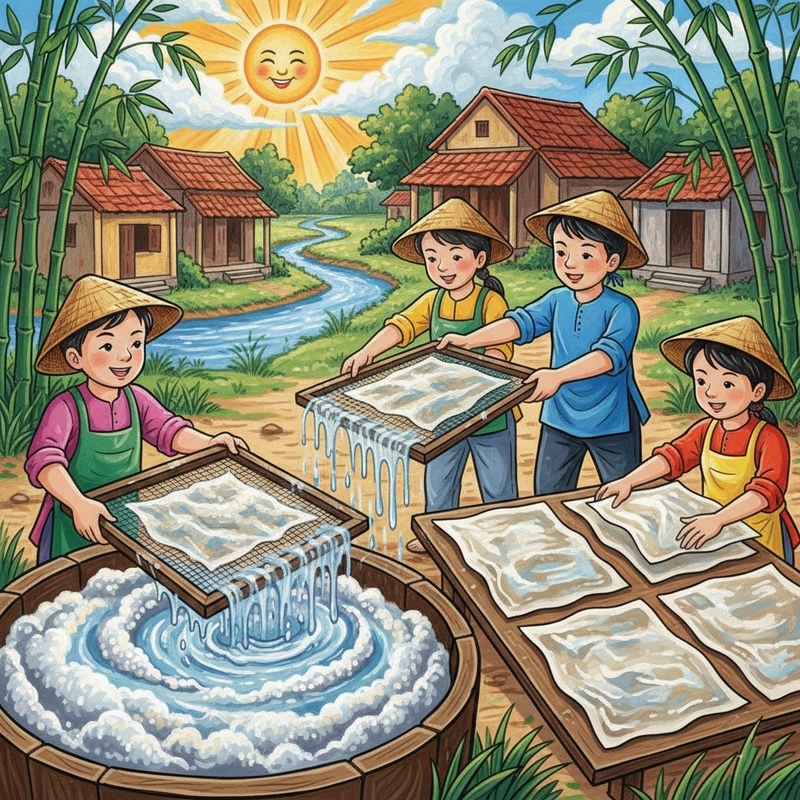 Tranh tái hiện làng nghề Việt Nam