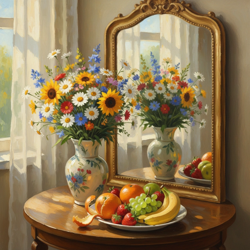 Tranh tĩnh vật lọ hoa cho học sinh