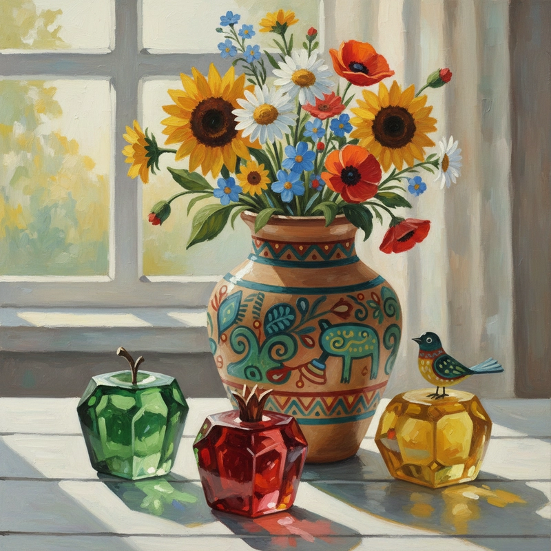 Tranh tĩnh vật lọ hoa cho lớp trung học