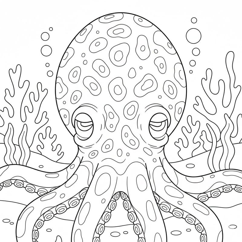 Tranh tô bạch tuộc nhẹ nhàng cho bé