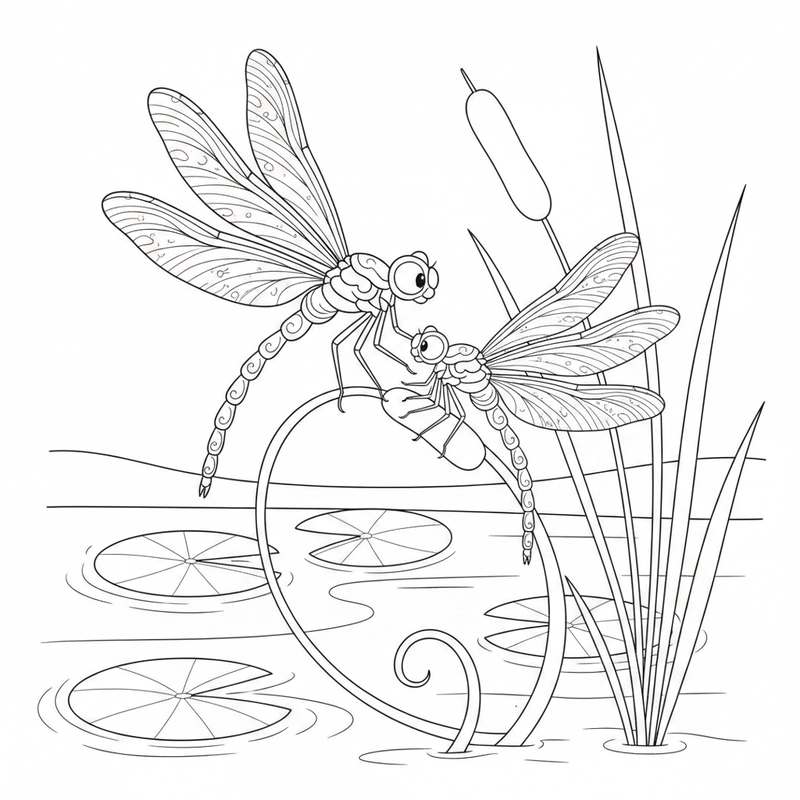 Tranh tô chuồn chuồn giúp bé làm quen màu sắc