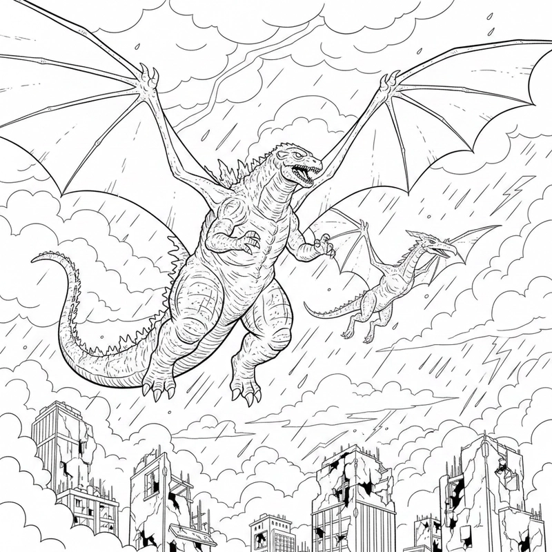 Tranh tô màu Godzilla cho bé thư giãn mỗi ngày